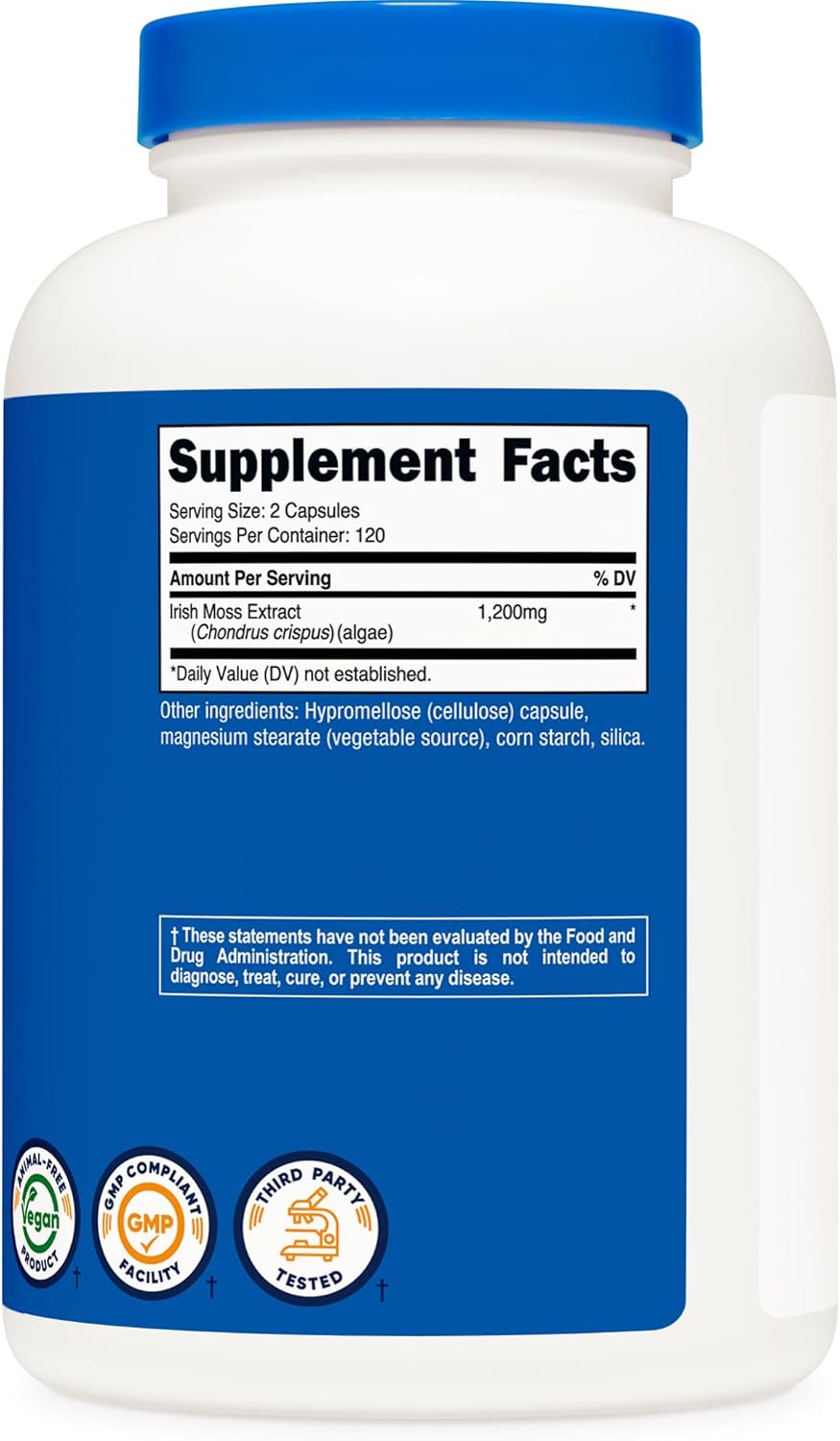 Nutricost Irish Sea Moss Extract Capsules 1,200mg per Serving, 240 Capsules - Vegan, Gluten-Free, 120 Servings Per Bottle - Image 5