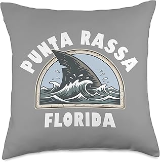 Punta Rassa Florida Vacation Beach Shark Fin Souvenir Throw Pillow