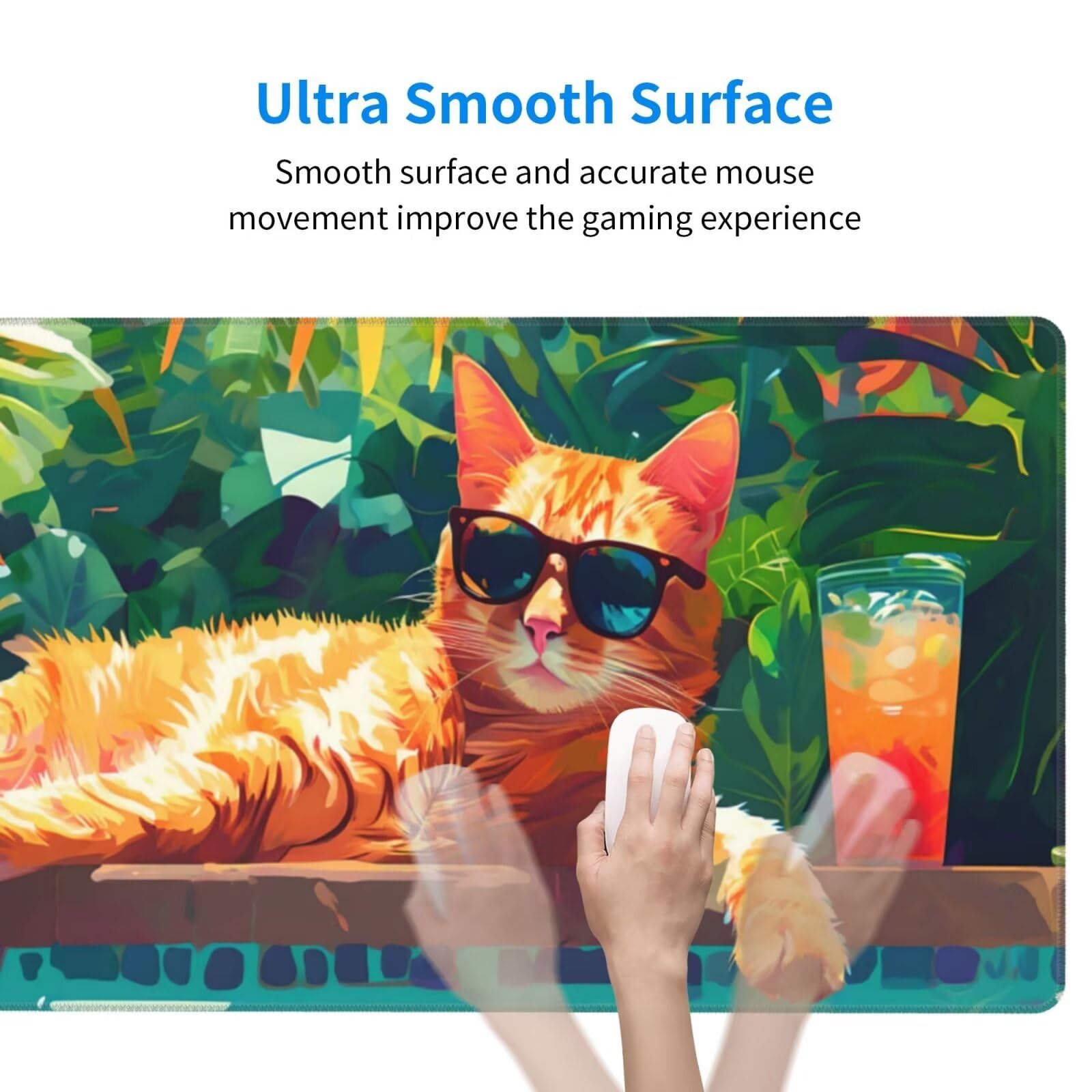Alfombrilla Ratón Gato Alfombrilla Ratón XXL 1600 x 800 mm, Egipcio Mouse Pad Gaming con Bordes Cosidos, Impermeable Mousepad XXL Base de Goma Antideslizante Duradera, Mouse Pad para Oficina Q1042