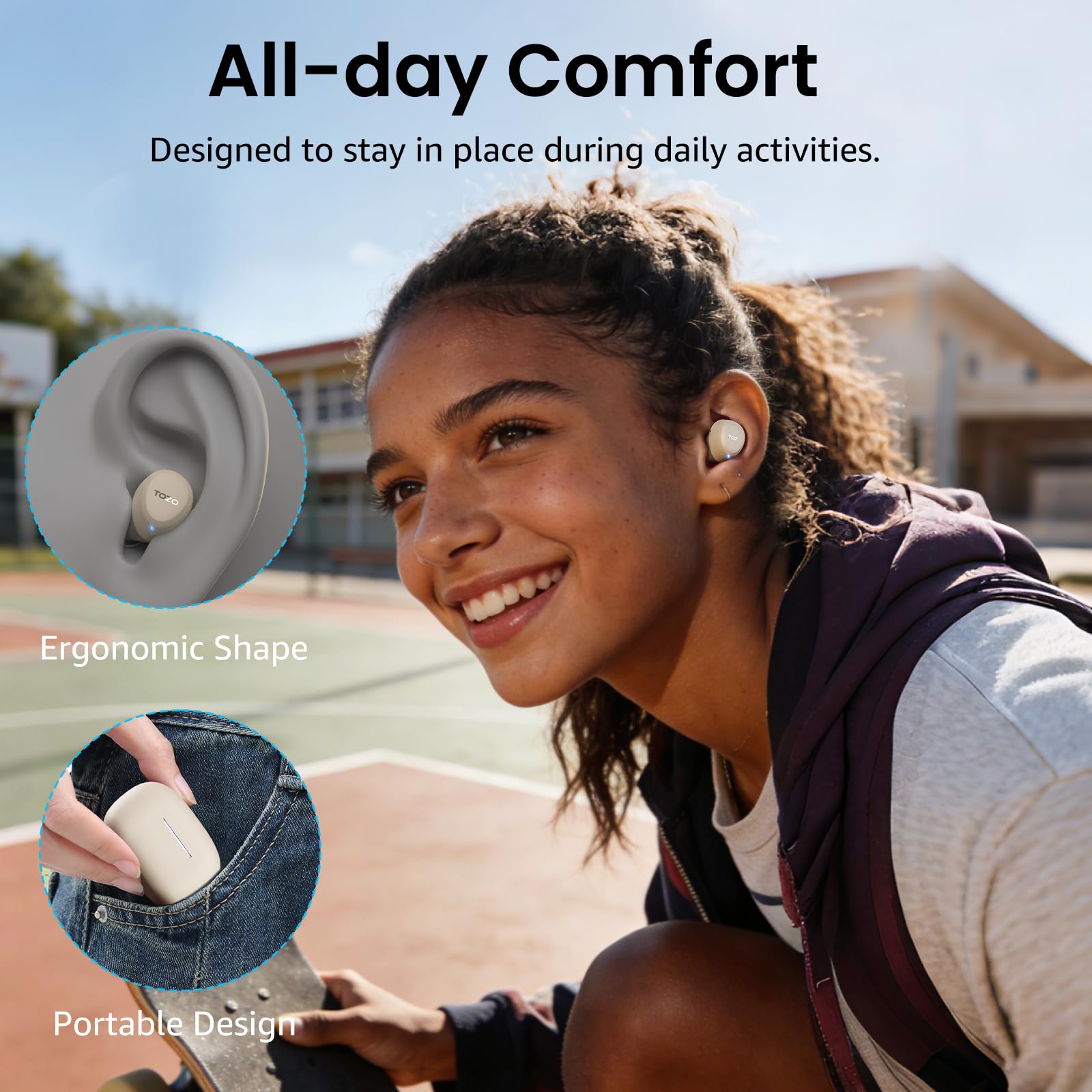 TOZO A1 Wireless Earbuds Bluetooth 5.3 Light Weight in Ear Headphones view 2