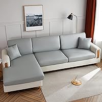 Vista 16 de Fundas de cojín impermeables para sofá, funda de cojín elástica de piel sintética para sofá en forma de L, protector de muebles para sala de estar