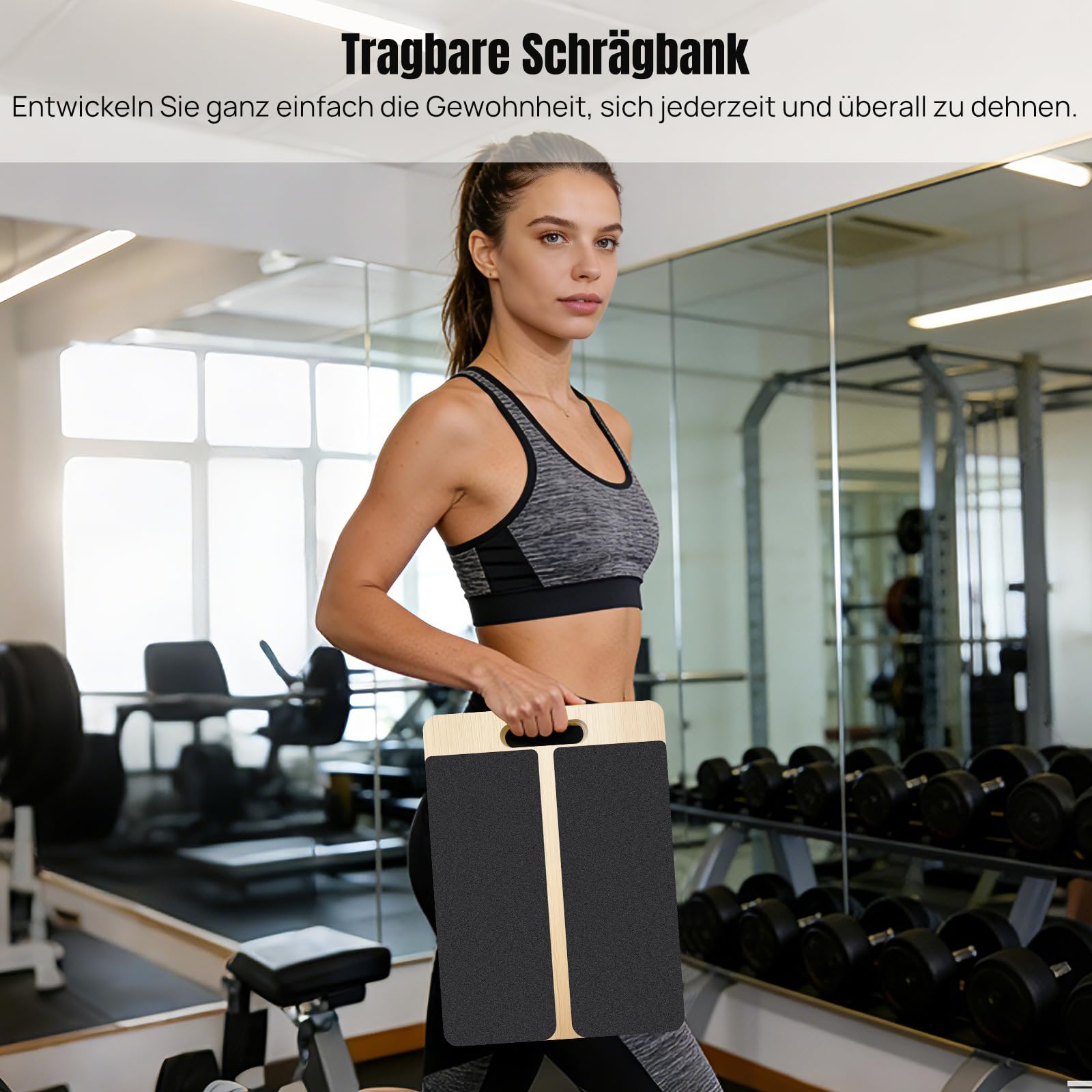 Leichtes & stabiles Schrägbrett aus Holz, Wadendehner mit 5 Neigungswinkeln (20–45°) & Tragegriff – rutschfestes Wadentrainer für Kniebeugen, Yoga & tägliche Dehnübungen (150 kg)