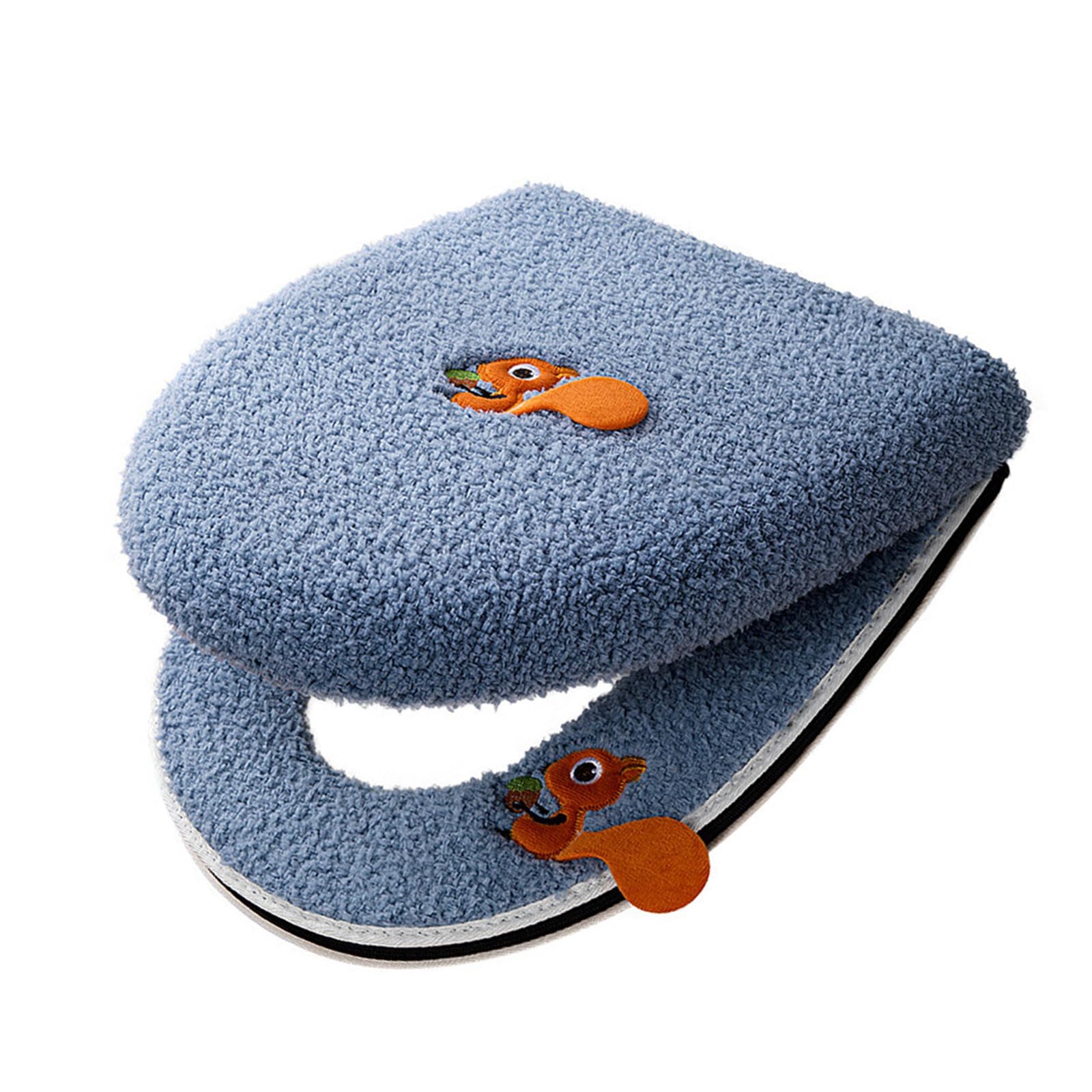 Yrohgkpn Blue Toilet Seat And Lid Cover With Soft Handle For Winter Comfort And Easy Cleaning For Most Standard Toilets Cushioned Toilet Seat Covers For Bathroom
