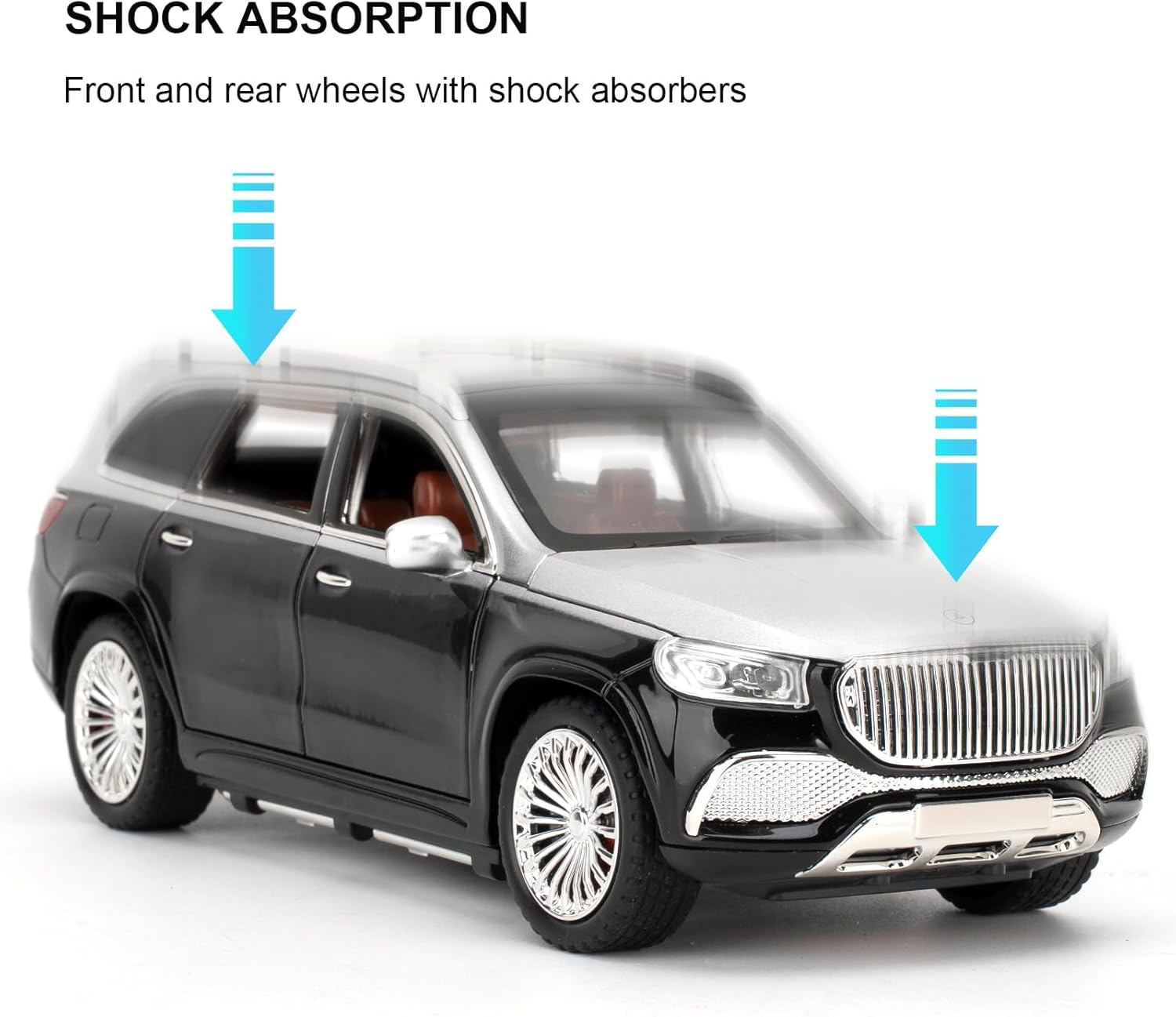 1/24 AMG GLS600 Diecast Car Model, Collectible Zinc Alloy Toy Car with Lights and Sounds, Pull Back Vehicles Toy for Adults Kids Birthday Gifts Decoration (Silver)