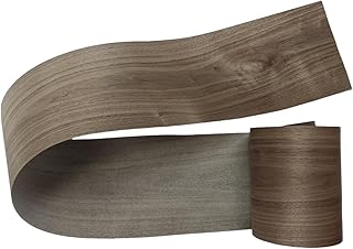 Black Walnut Wood Veneer Sheet,Flat Cut,8.5''x 98'',Iron On Stick Veneer Roll Without Paper,Pre-glued Hot Melt Self Adhesive Walnut Tape for Cabinet Furniture Plywood Laminate Speaker Renovation