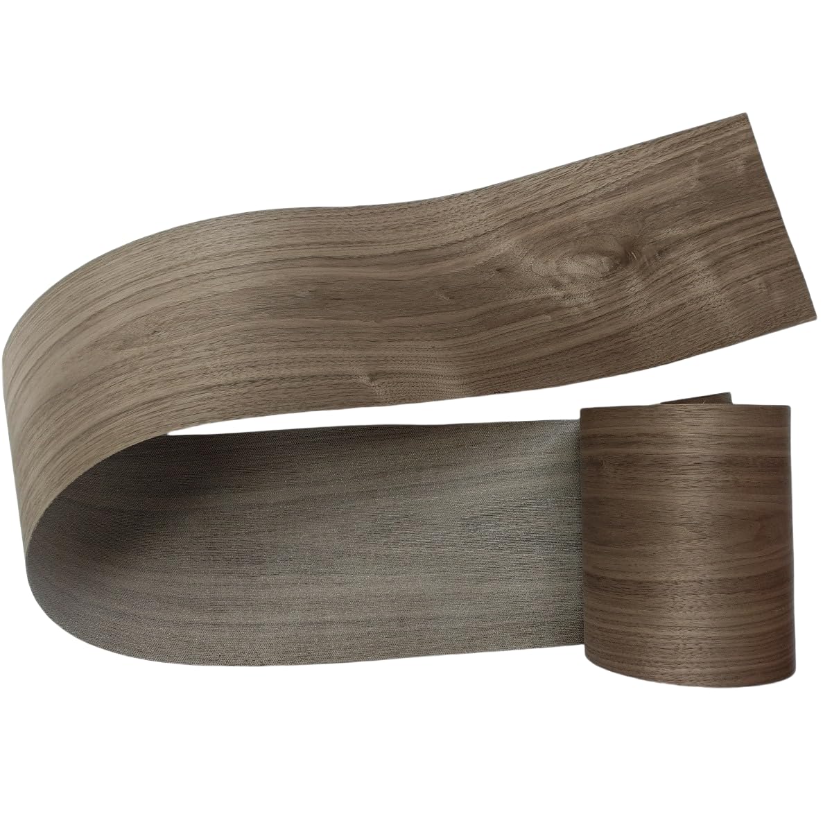 Black Walnut Wood Veneer Sheet,Flat Cut,8.5''x 98'',Iron On Stick Veneer Roll Without Paper,Pre-glued Hot Melt Self Adhesive Walnut Tape for Cabinet