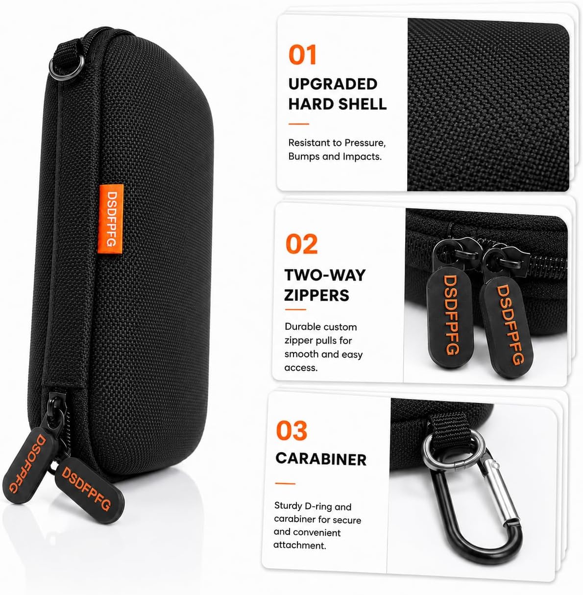 Small Hard Shell Zipper Case - Protective EVA Carrying Case - Universal Portable Storage Travel Pouch Bag for Power Bank, External Hard Drive, Charger, Cell Phone, USB Cable, Electronic Accessories