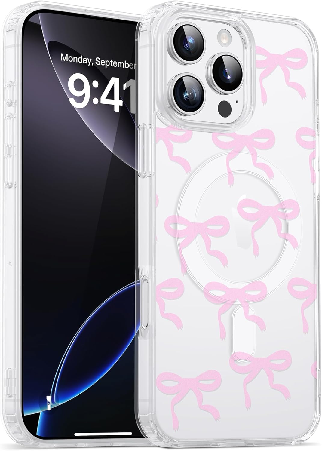 XIQI Designed for iPhone 16 Pro Max Case 6.9'' with Clear & Slim[Anti-Yellowing][Compatible with MagSafe] Magnetic Protective 16 Pro Max Phone Case for Men Wowen,Pink iPhone 16Pro Max 6.9'' Pink