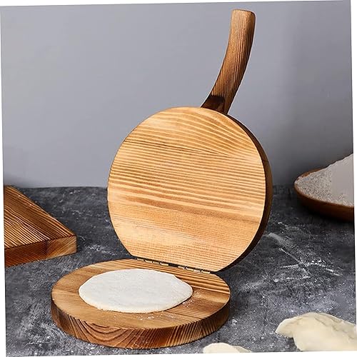 Miniatura 8 de QmjdDymx Máquina de prensa de tortillas de madera, madera maciza Prensa para tortillas Dumpling Masa Herramienta de prensado manual redondo Roti