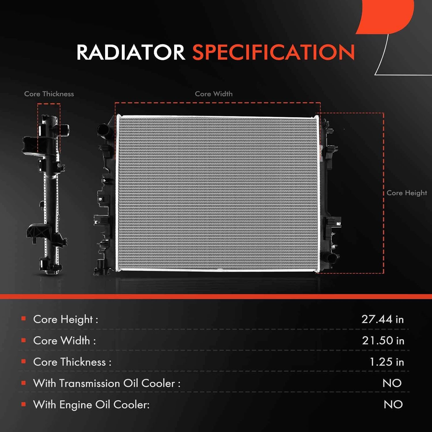 A-Premium Engine Coolant Radiator Assembly Compatible with Dodge Ram 1500, Ram 2500 2009-2010 & Ram 1500 2011-2018, 1500 Classic 2019-2022, 2500/3500 2011-2013, 3.7L 4.7L 5.7L, Replace# 55056858AB