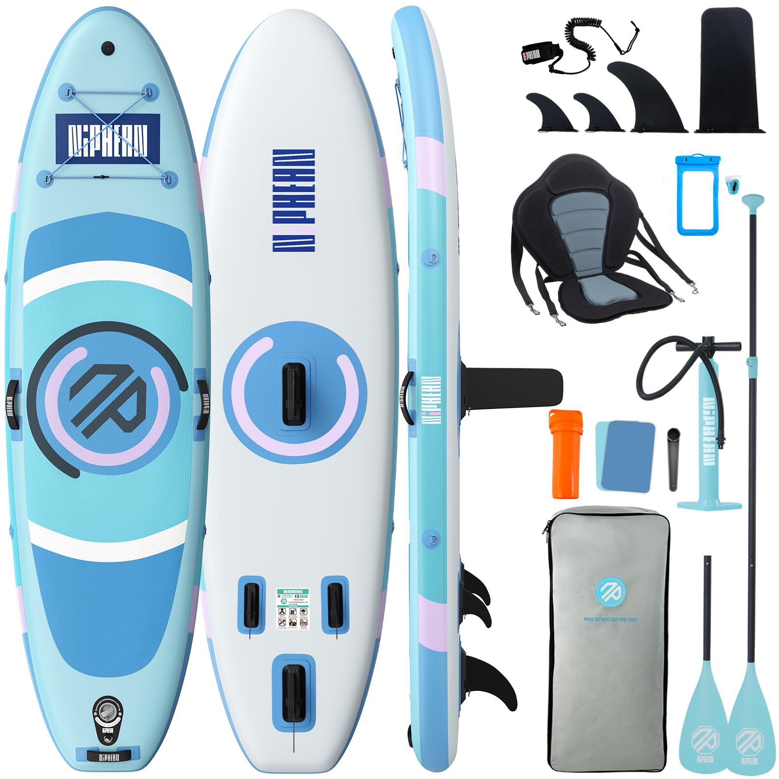 Niphean Stand up Paddling Board mit Sitz, (Ultraleichtes) SUP Board für Frauen, Standup Paddle Board mit +30% Balance StabilTrac-Finne, Anti-Rutsch Inflatable Paddle Board für Yoga&Haustierfreundlich