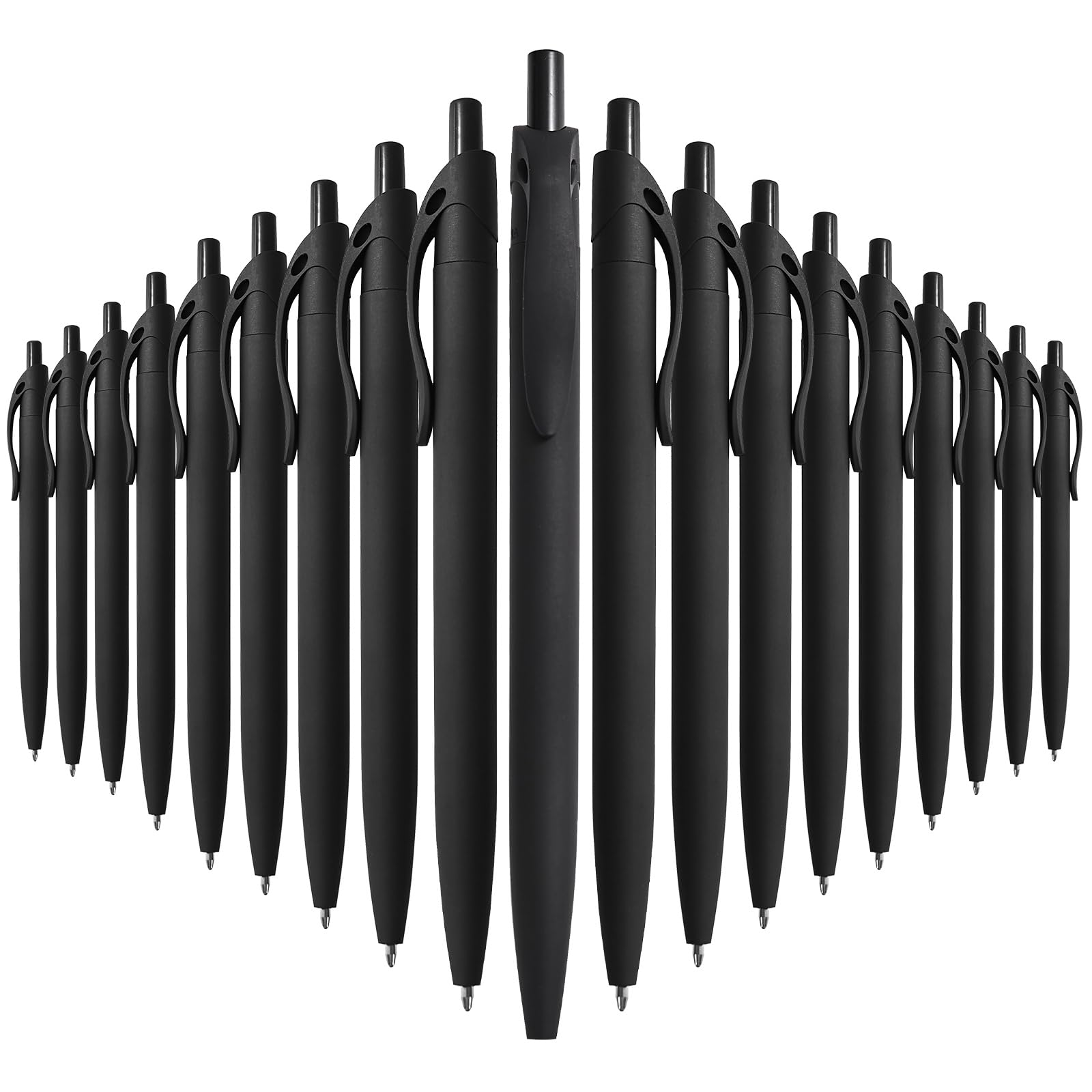 Kugelschreiber, 50 Stück, schwarze Tinte, schwarzer Schaft, Klickstifte für Büro, Zuhause und Schule, einziehbarer Kugelschreiber, mittlere Spitze, 1,00 mm (schwarz)