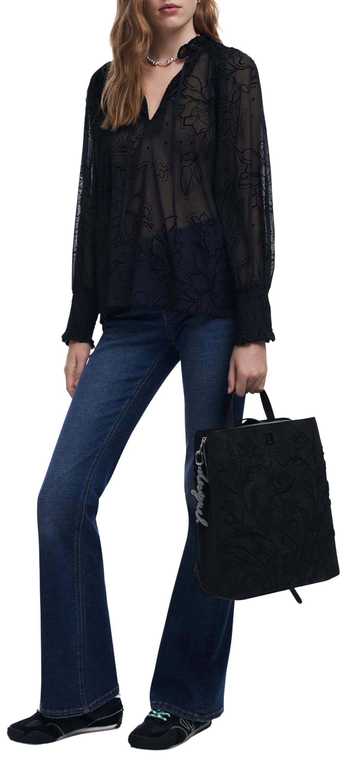 Desigual BLUS_Floki, 2000 Czarny, XL, Czarny (Black), XL
