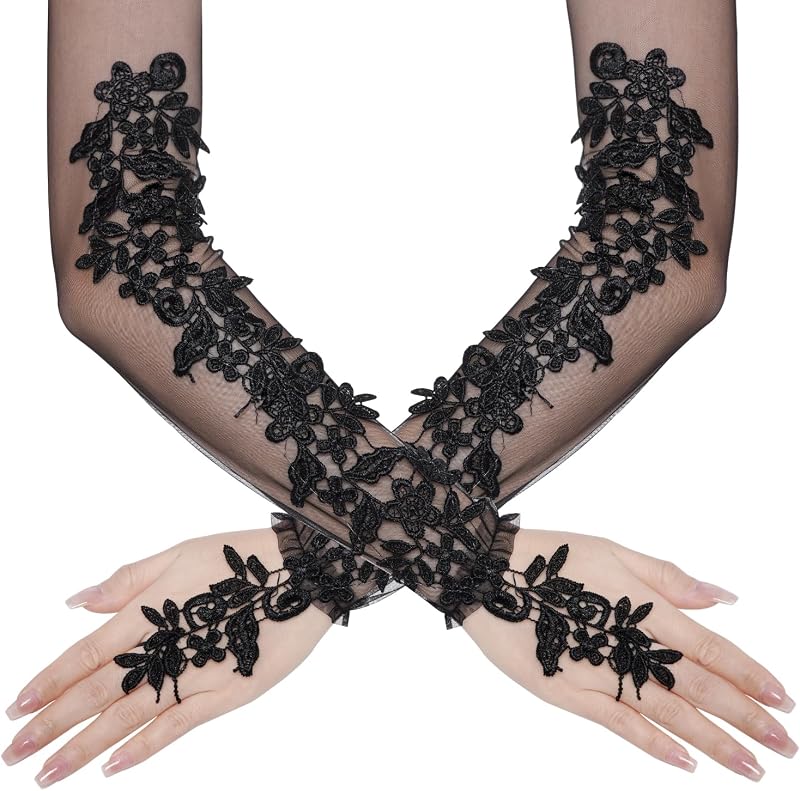 Fingerless Lace Gloves for Women Fingerless Lace Gloves for Halloween Wedding Party Prom Costume Accessories