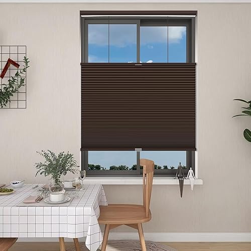 Miniatura 31 de Changshade Persianas celulares opacas de arriba hacia arriba, opacas, sin cables, de arriba hacia abajo, persianas celulares de panal para ventanas