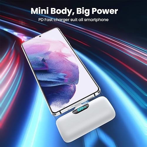Miniatura 9 de Paquete de 2 Mini cargador portátil de 5000 mAh, cargador portátil de 3A PD USB C, pantalla LCD, batería compatible con teléfono Android, Samsung