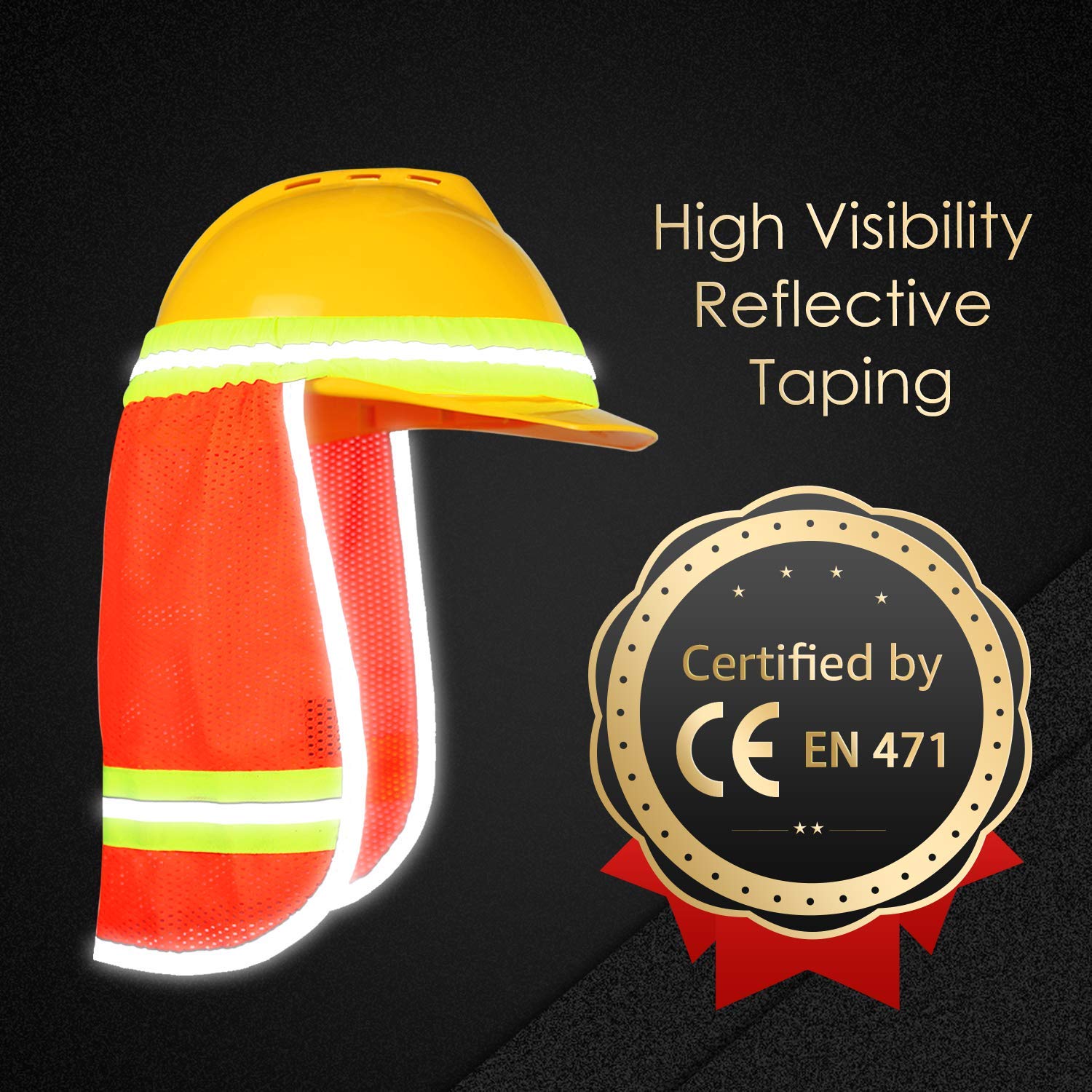 EvridWear - Protector solar de cuello de alta visibilidad con rayas reflectantes, protección de seguridad con malla transpirable elástica para la construcción, actividades al aire libre, paisaje de UV
