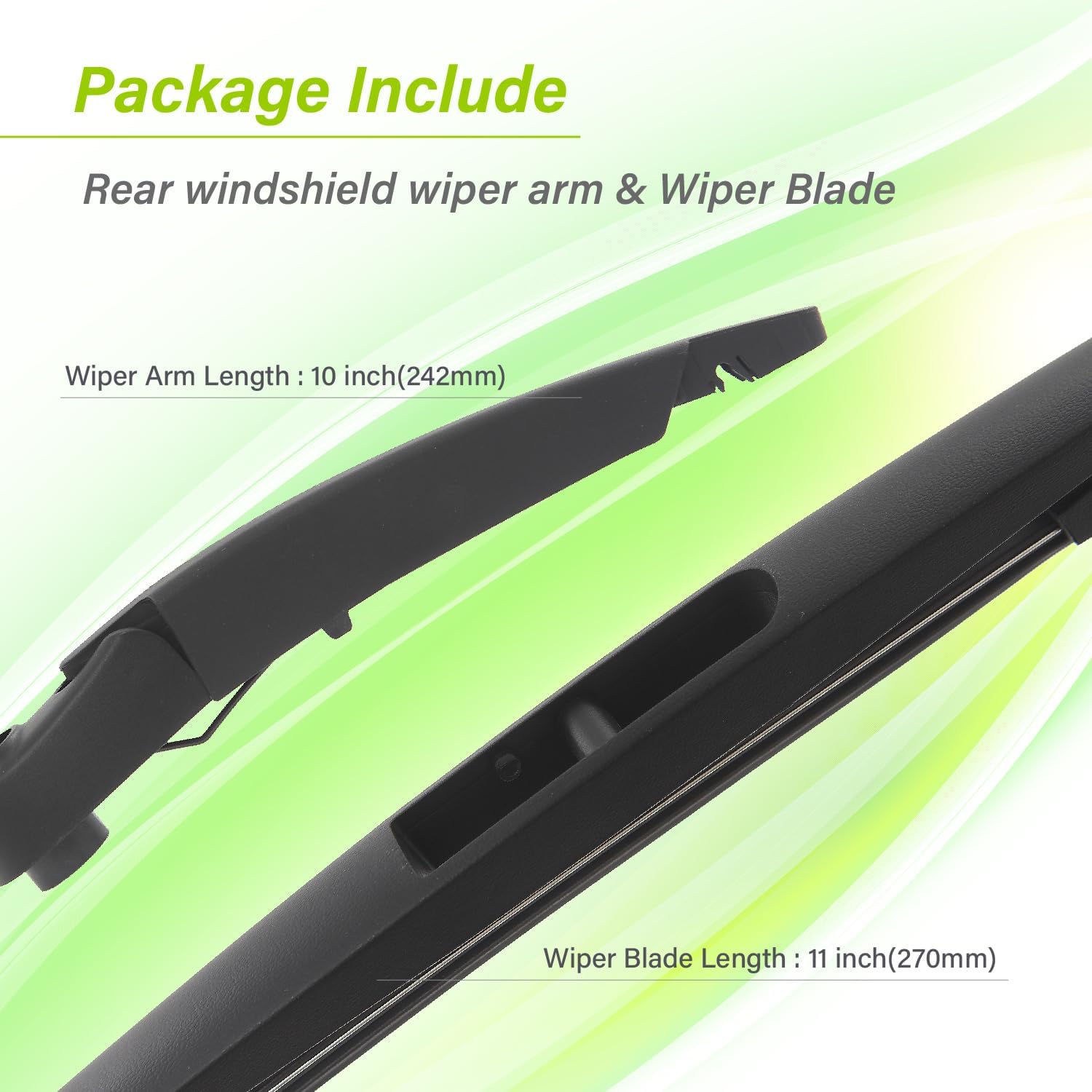 LKK Rear Windshield Wiper Arm Blade Kit Compatible with Mini Cooper Base, S Hatchback 2007-2015, John Cooper Works 2009-2015 JCW, R56 07-15 Rear Window Wiper Assembly Set