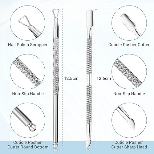 Miniatura 3 de Recortador de cutículas, removedor de cutículas, pinzas profesionales de acero inoxidable y cortador de cutículas, herramientas de manicura de