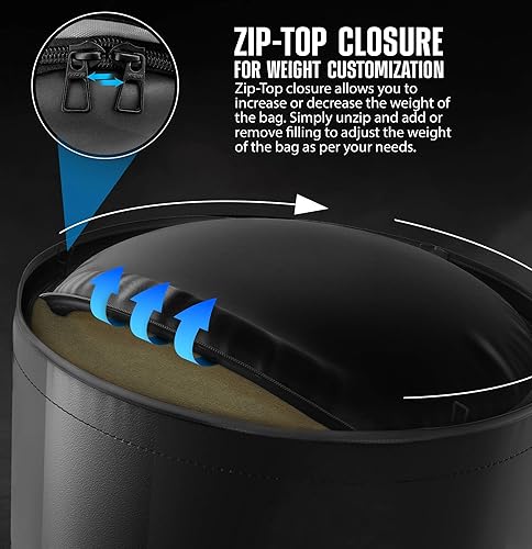 Miniatura 8 de RDX Saco de boxeo pesado con corte superior, saco de boxeo corporal con cadena y guantes, bolsa para entrenamiento de MMA, Muay Thai, Kickboxing,