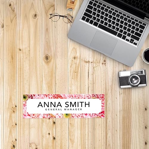 Vista 48 de Andaz Press Placa de nombre de escritorio de oficina, diseño floral de melocotón rubor personalizado para el hogar, escritorio, profesor, jefe
