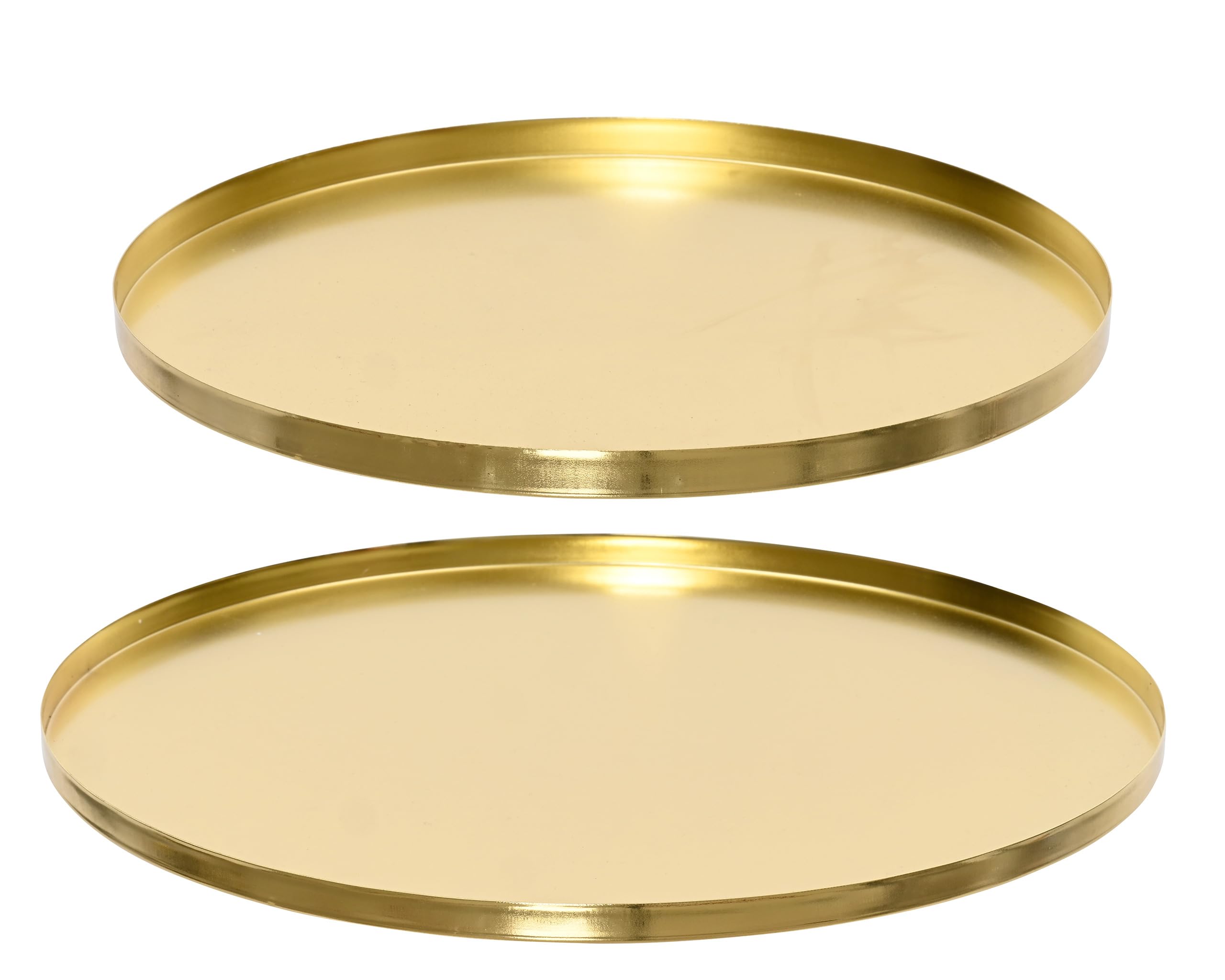 Plateau de service rond en métal brillant de 30 et 35 cm pour décorer la maison
