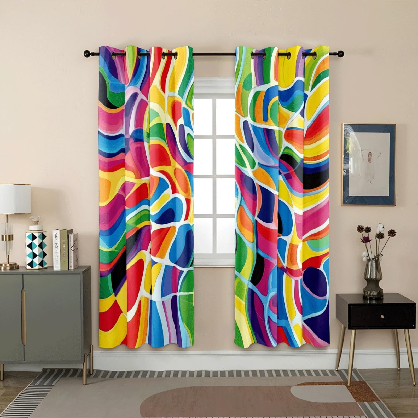 Curtain Grün Zitronengelb Gardinen Blackout Curtain Polyester Vorhang mit Ösen Waschbar Vorhänge Living Room Verdunklungsvorhänge Schlafzimmer Gardienen Vorhang Blickdicht 2x85x200cm