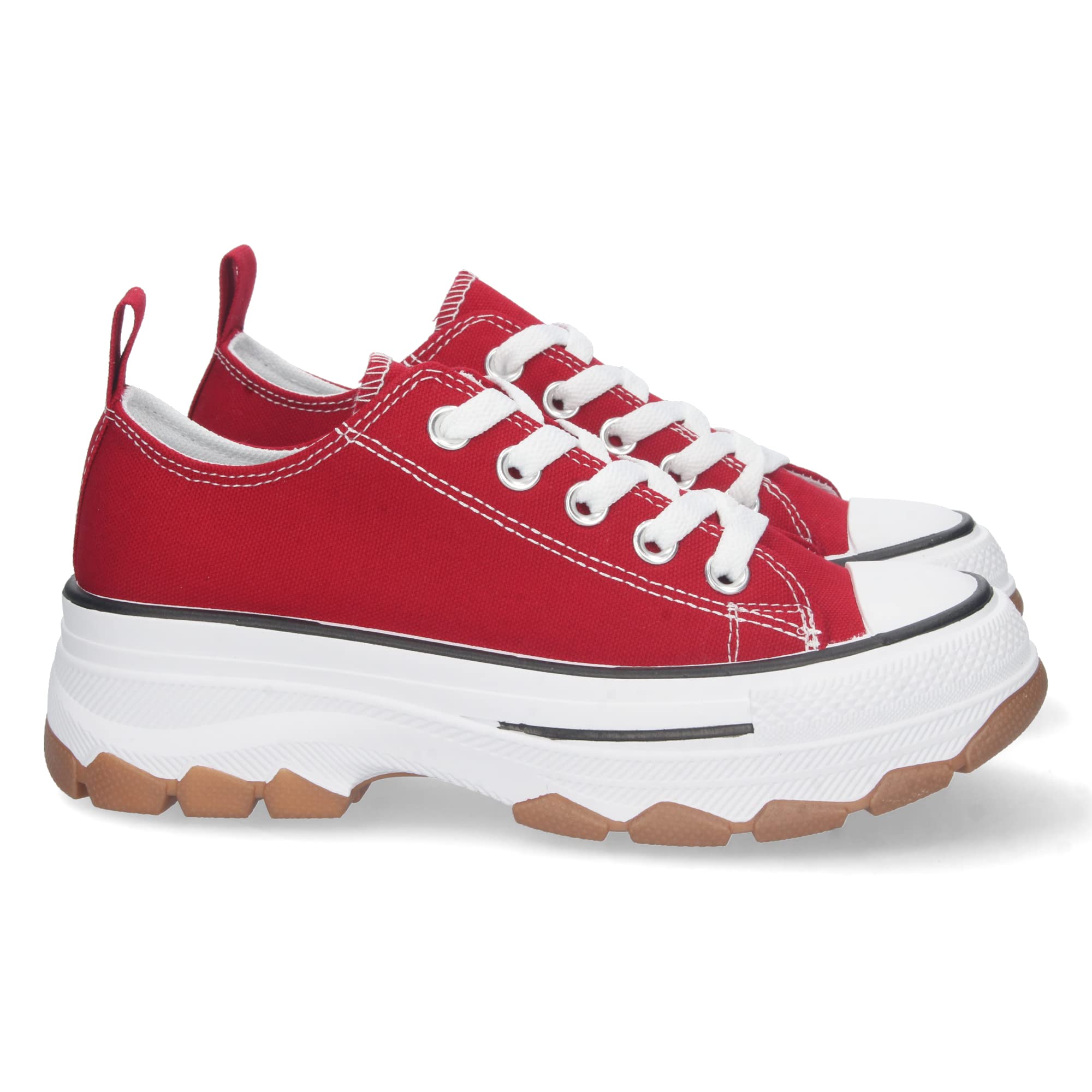 shoes&blues.es Zapatilla de Plataforma para Mujer, Comoda, Estilo Bamba, Material de Lona, y Cierre de Cordones