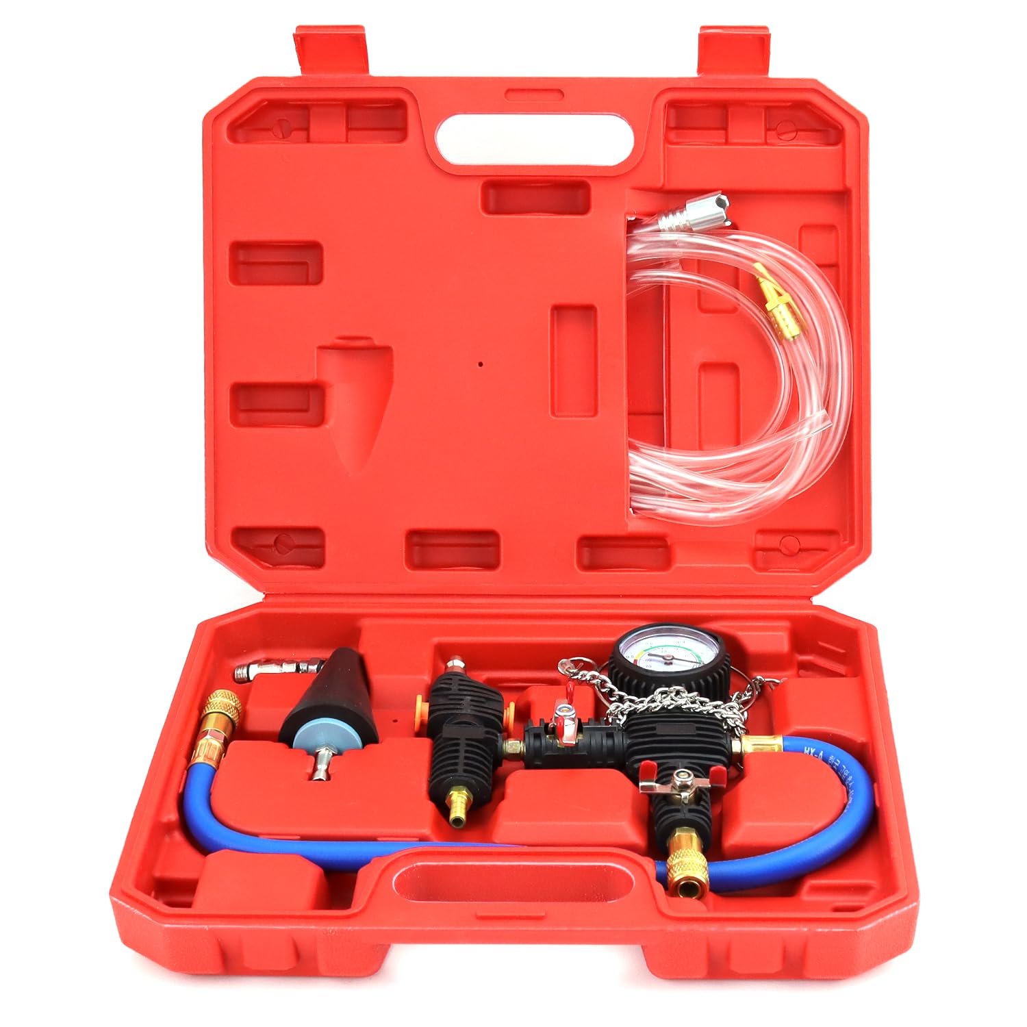 aqxreight - Radiator Druk Lekkage Tester Vacuüm Koelsysteem Purge Koelvloeistof Refill Tool Kit 18PCS Universele Automotive Water Tank Lek Test Detector Pneumatische Vacuüm Koelvloeistof Verandering S