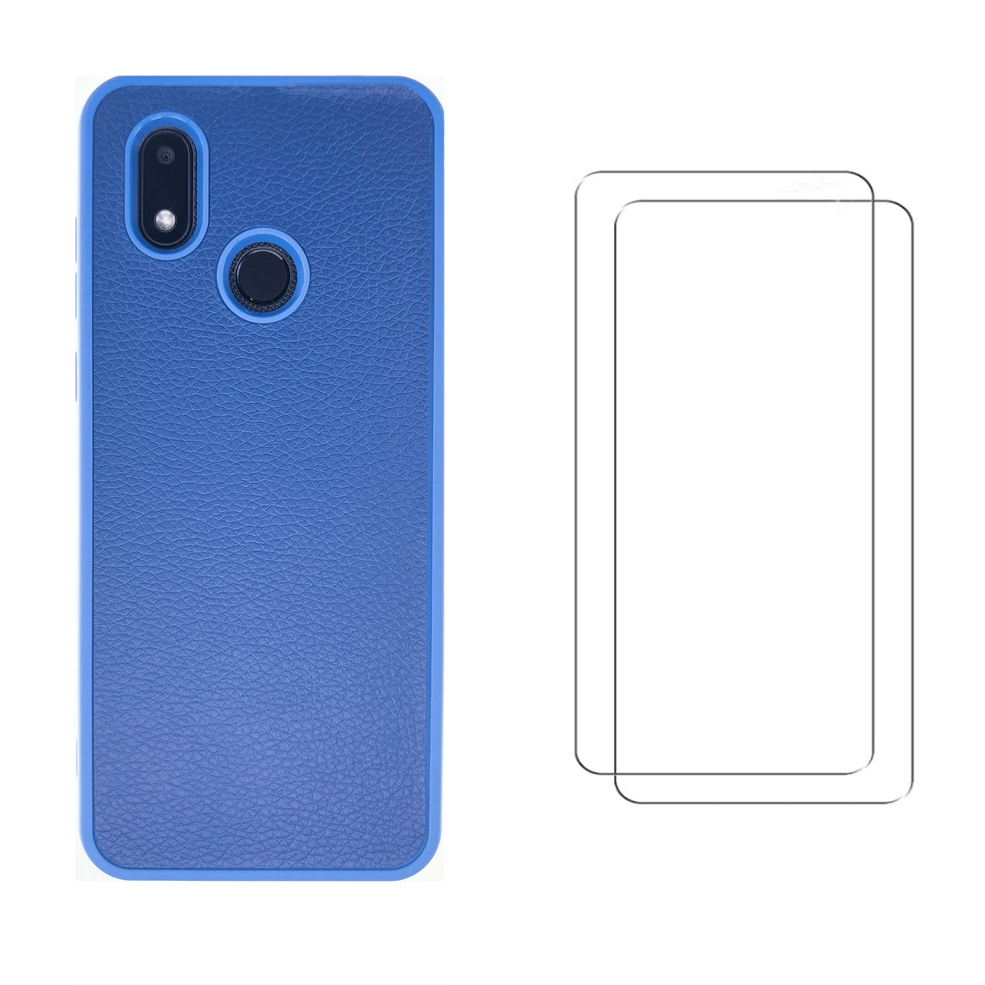 HotPepper Chilaca 6.5" Case Compatible with Hot Pepper Chilaca HPPL60A Leather Phone Case Cover [with 2 Pieces Tempered Glass Screen Protector][PU Leather + Soft Silicone] Blue