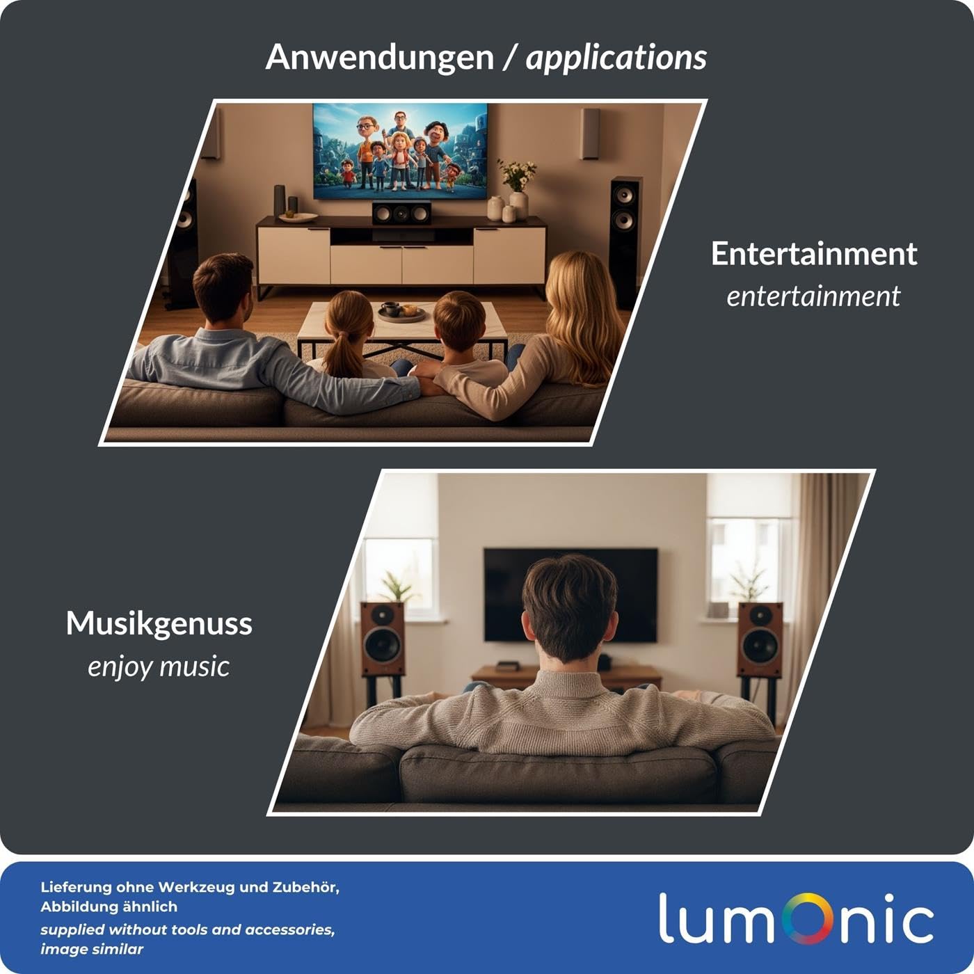 Lumonic Cavi per altoparlanti | 100m Trasparente | 2x 4mm² CCA | Marcatura blu Cavo per diffusori HiFi | Linea audio doppia