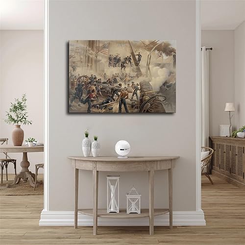 Miniatura 4 de Póster en lienzo de batalla naval de historia de la guerra civil, arte de pared, pinturas impresas para decoración de sala de estar y dormitorio (16