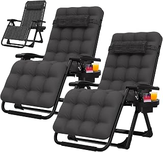Suteck Zero Gravity Chairs Set of 2, Reclining Camping Chair with Cushion