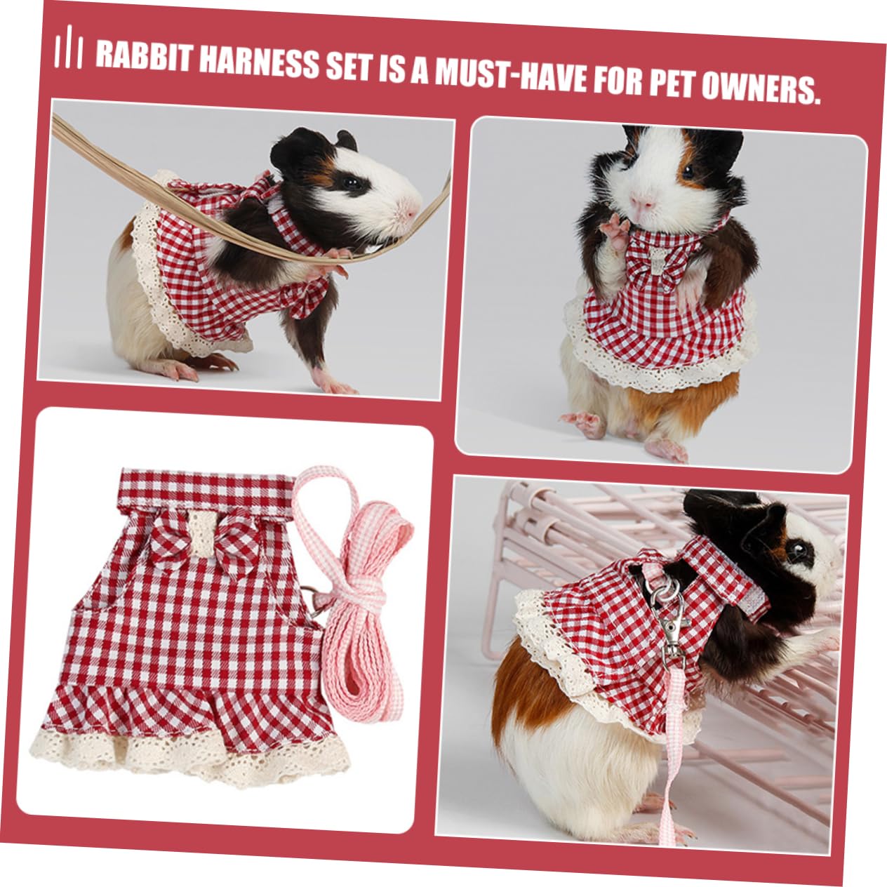 Kisangel 3 Pièces Petit Harnais pour Animaux De Compagnie Harnais De Lapin De Lapin Corde De Traction Corde De Remorquage Weasypet Kit Ceinture De Laisse De