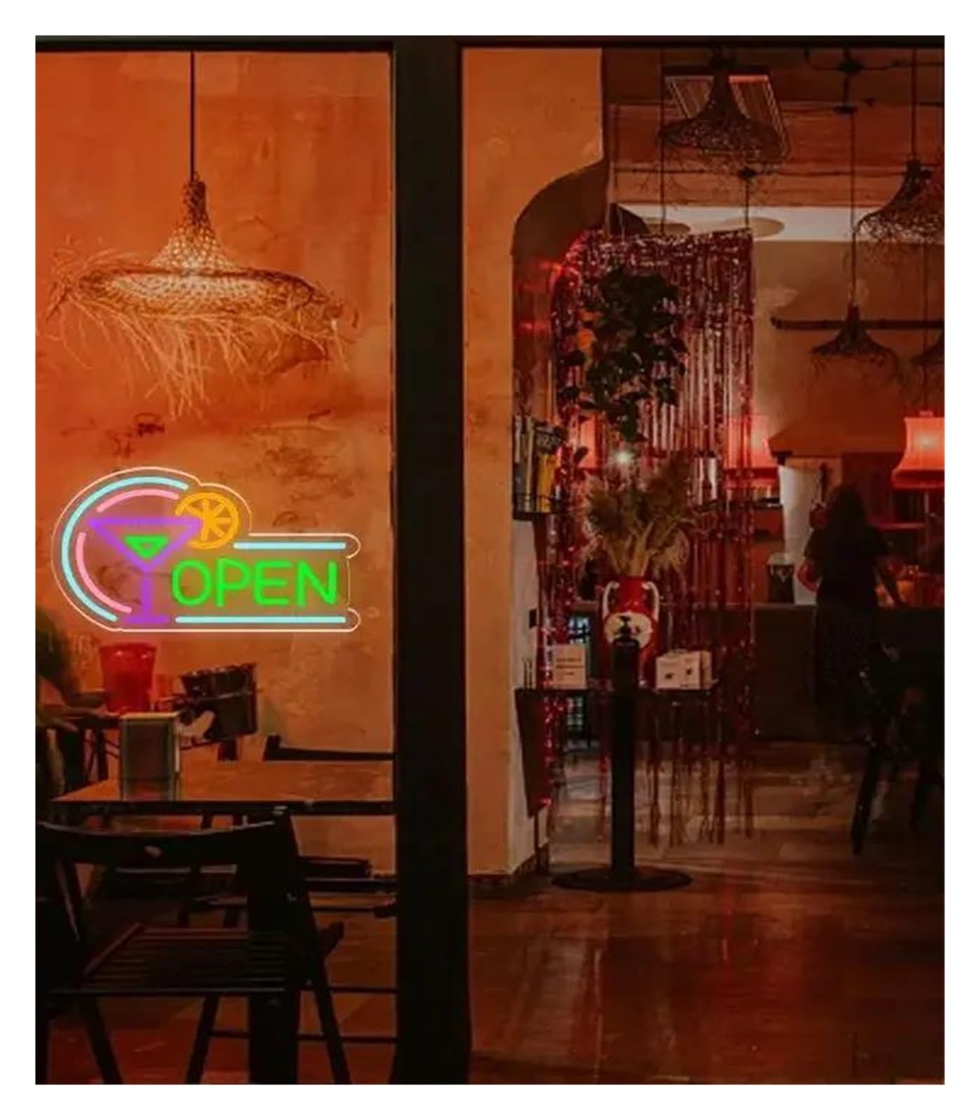 Wiszące neony artystyczne Neon Z Napisem "OPEN"LED, Dekoracja Ścienna, Ściemniacz USB, Do Barów, Sklepów, Imprez, 35 X 21,7 Cm