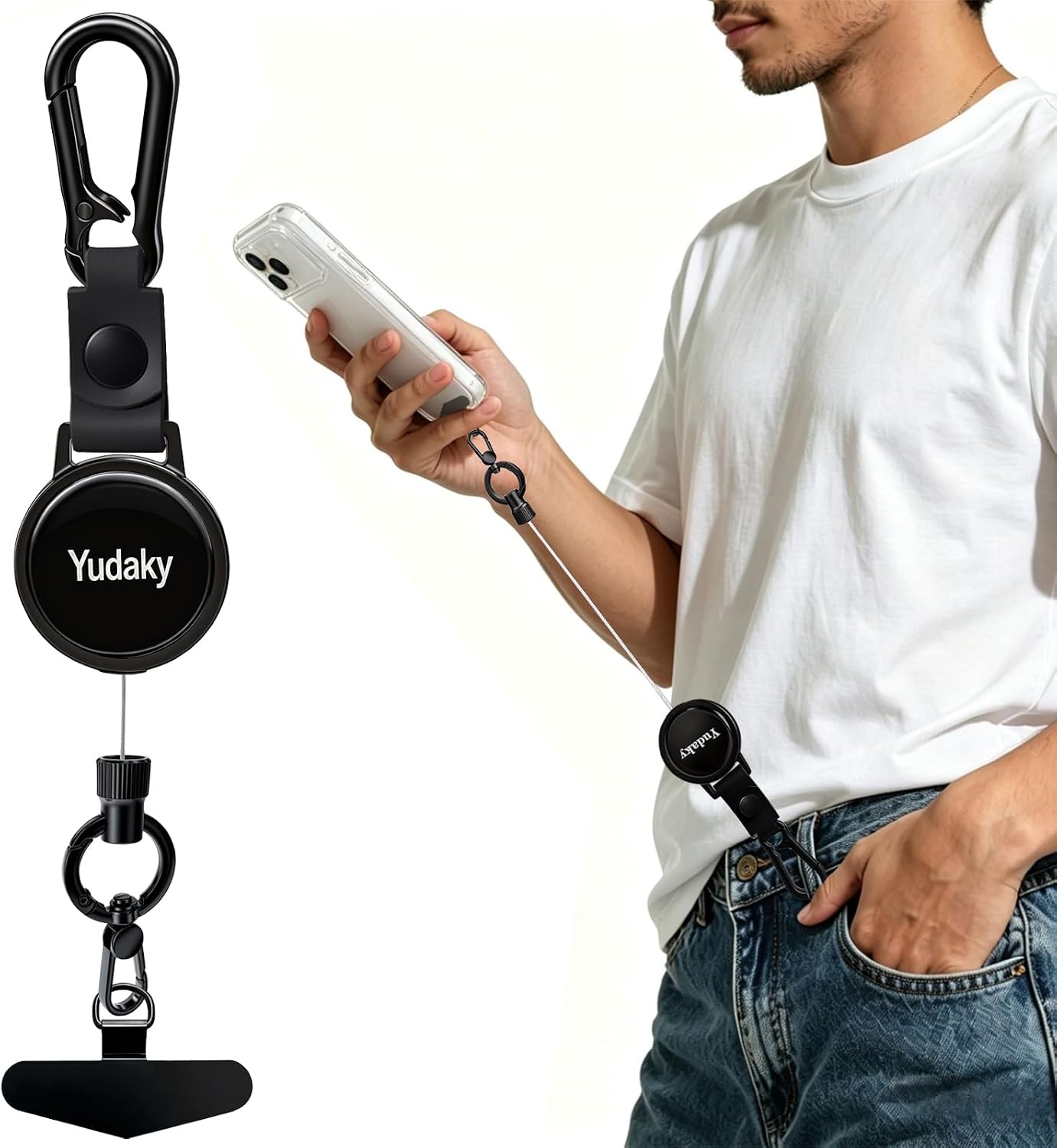 Anti-Theft Phone Strap, Retractable Steel Line Phone Lanyard with Tether Tab for Phone