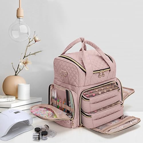 Vista 24 de LUXJA Organizador de esmalte de uñas con capacidad para 48 botellas y una lámpara de uñas, estuche de esmalte de uñas con 2 bolsas extraíbles y Negro