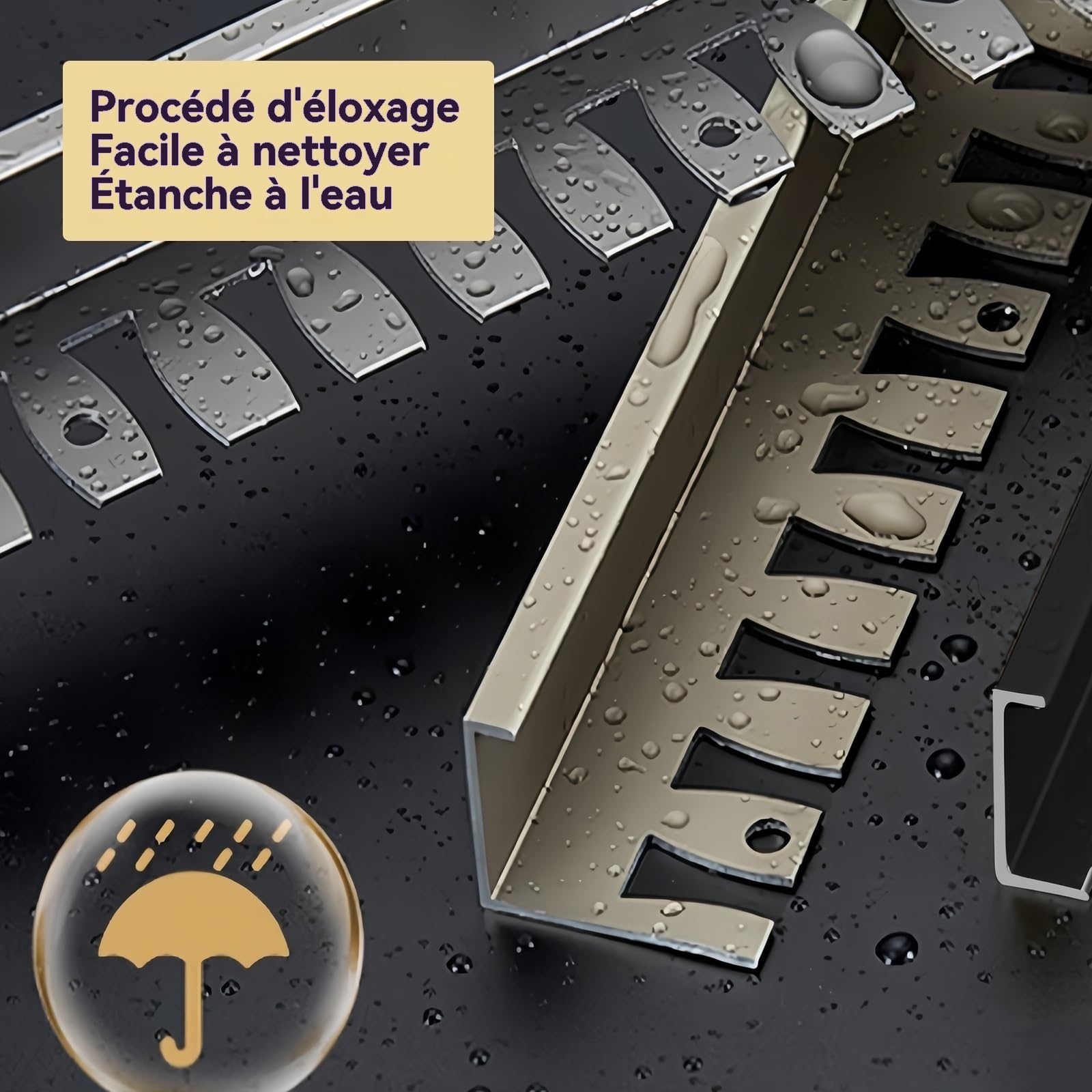 Perfil flexible de aluminio para parquet baguette de 90 cm, 3 piezas, negro, 18,5 mm, fácil renovación para azulejos e interiores