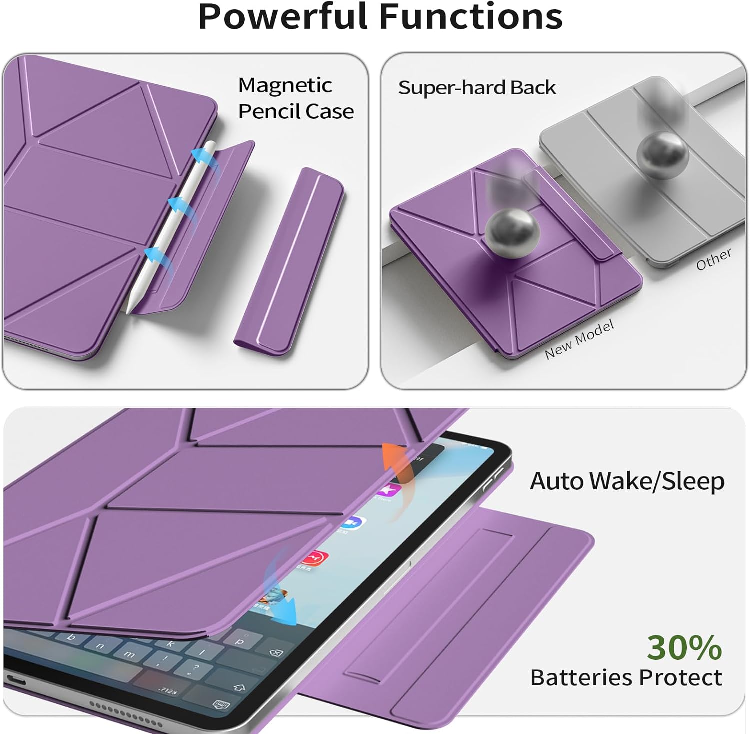 Case for iPad Air 11 inch M3/M2(2025/2024),iPad Air 5th/4th Generation(2022/2020) 10.9 inch,Slim Magnetic Attachment Protective Tablet Case,Auto Wake/Sleep,Hidden Pencil Holder (Purple)