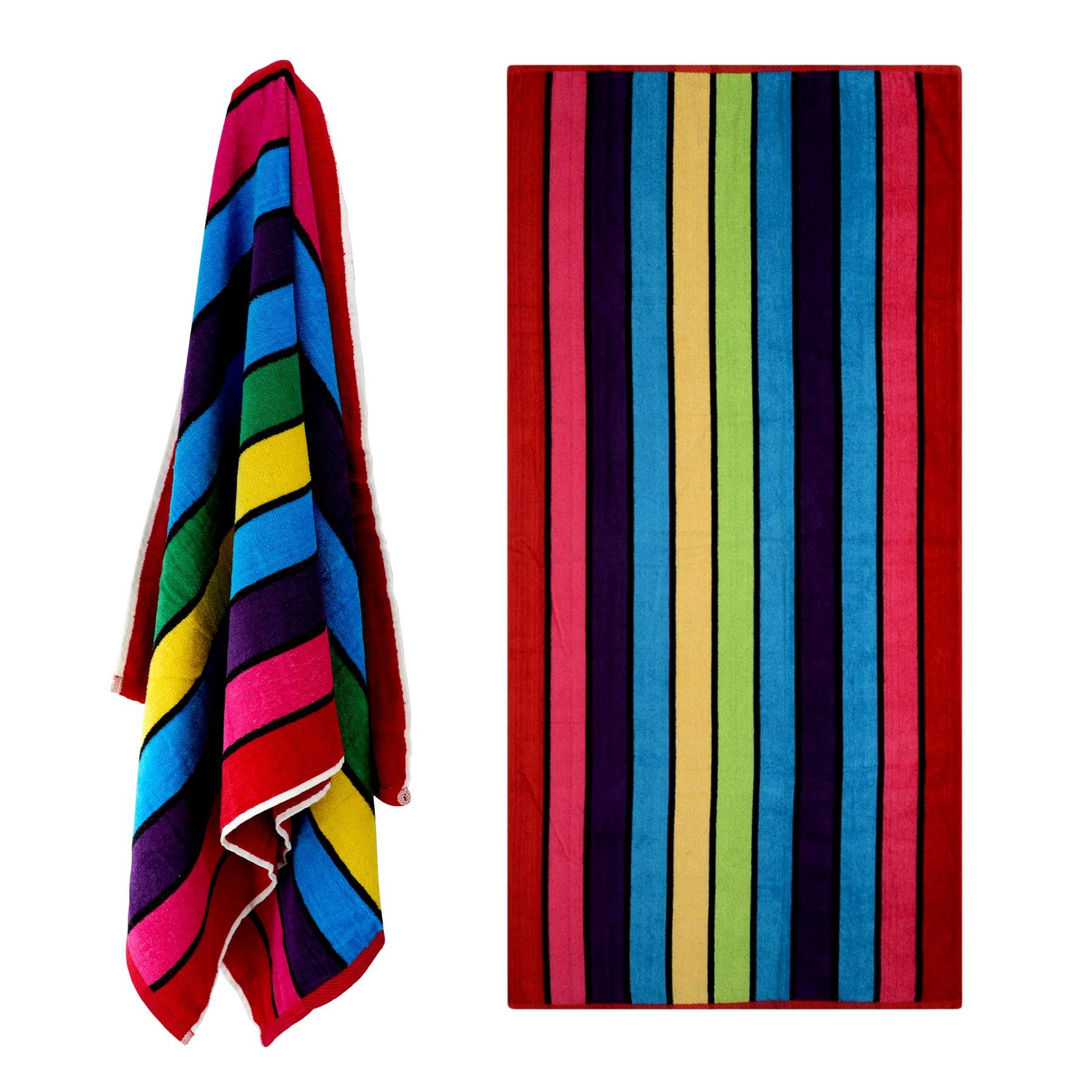 GEEZY Cotton Blend Beach Towel, Crimson Skyline - Quick Drying, Lightweight, Large & Soft, Vibrant Summer Design - Beach Essentials for Travel, Holiday, Swimming, Sauna, Adults & Kids Use, 150x75cm
