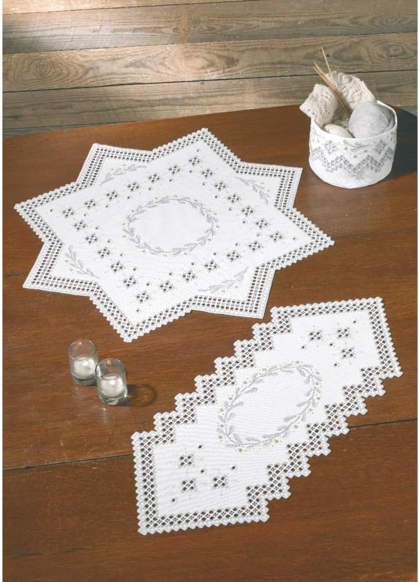Permin Counted Hardanger Tablecloth Stitch kit Hardanger Garland, 67x67cm, DIY, 27-0832