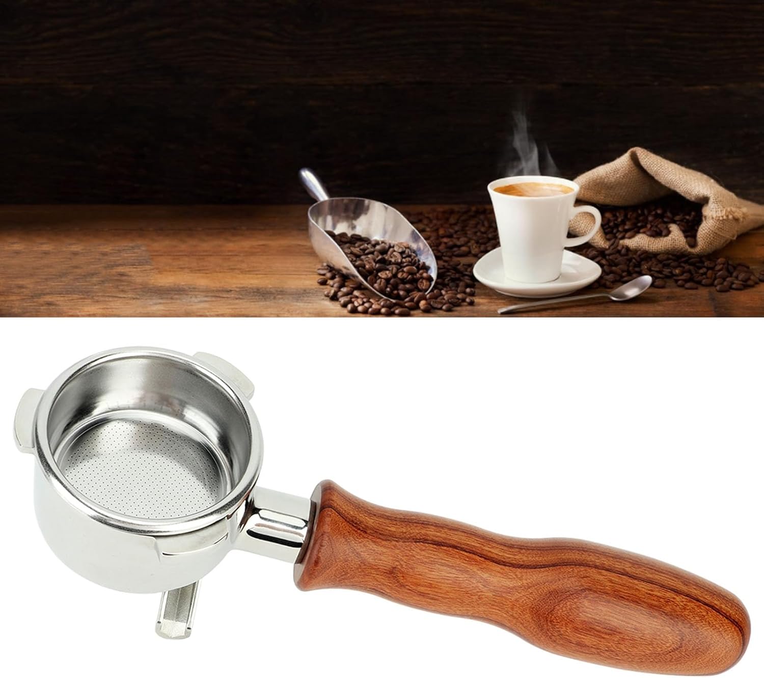 54mm Coffee Portafilter Stainless Steel Double Flow Coffee Machine Filter 870 880 Compatible Handle (Style 3)