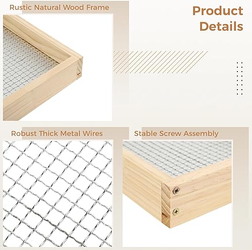 Miniatura 6 de Tamiz de suelo de madera para jardinería, tamiz de tierra de arena de jardín para cubo de 5 galones, tamiz de compost de jardinería para rocas de