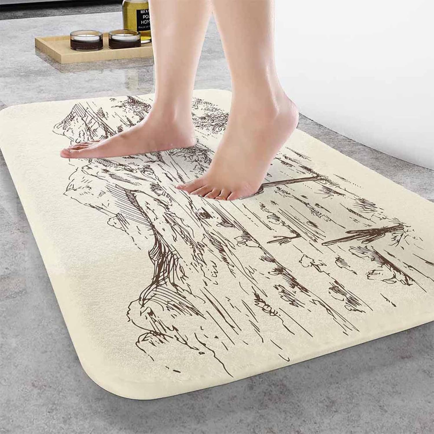 Cowboys Bath Mats for Bathroom Wild West Desert Lanscape Silhouette Prairie Hill Floor Bath Rugs Machine Washable Bathmat Carpet Rug Room Decor for Shower Floor 20 X 31 in Mat