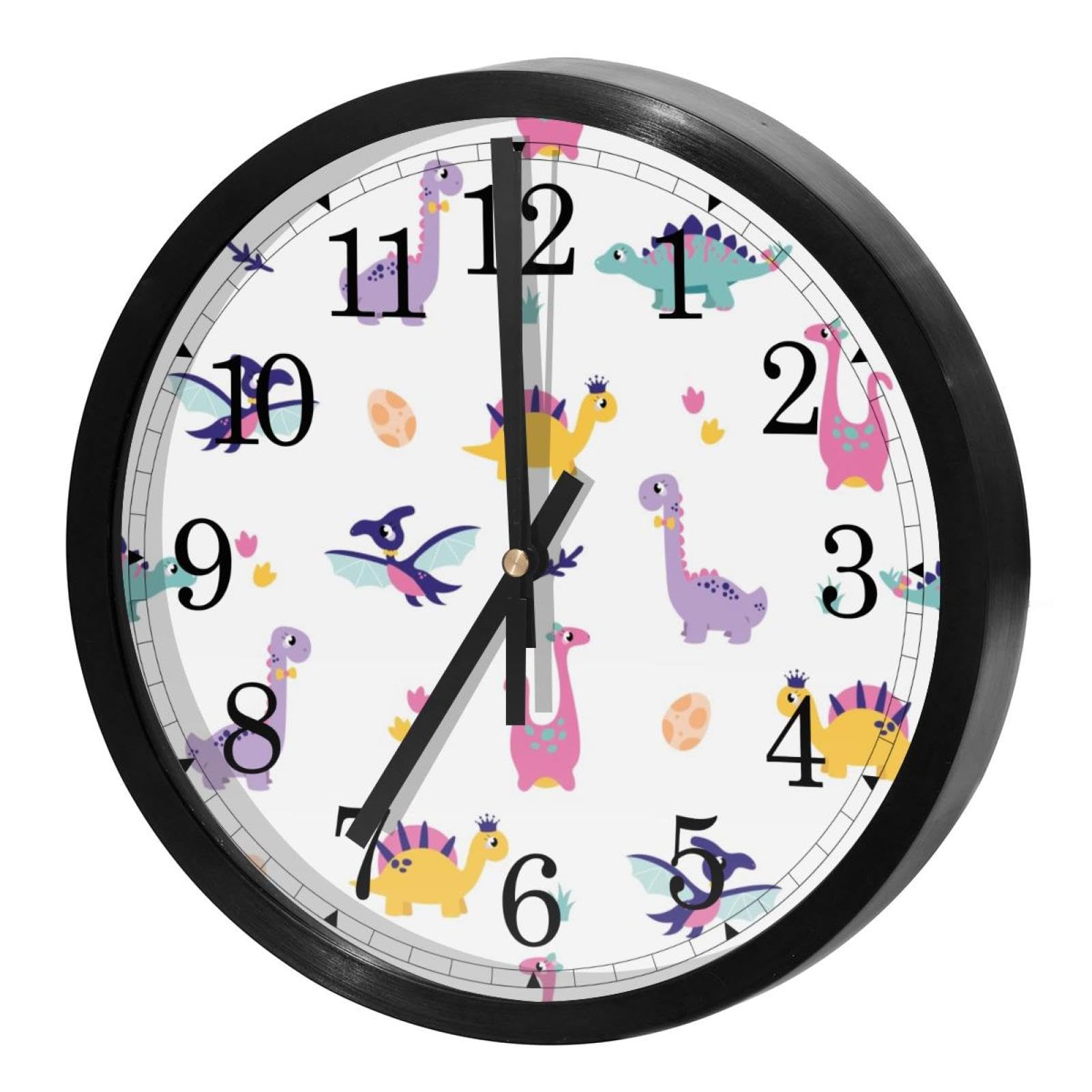 Horloge murale à quartz silencieuse dinosaure à piles pour maison