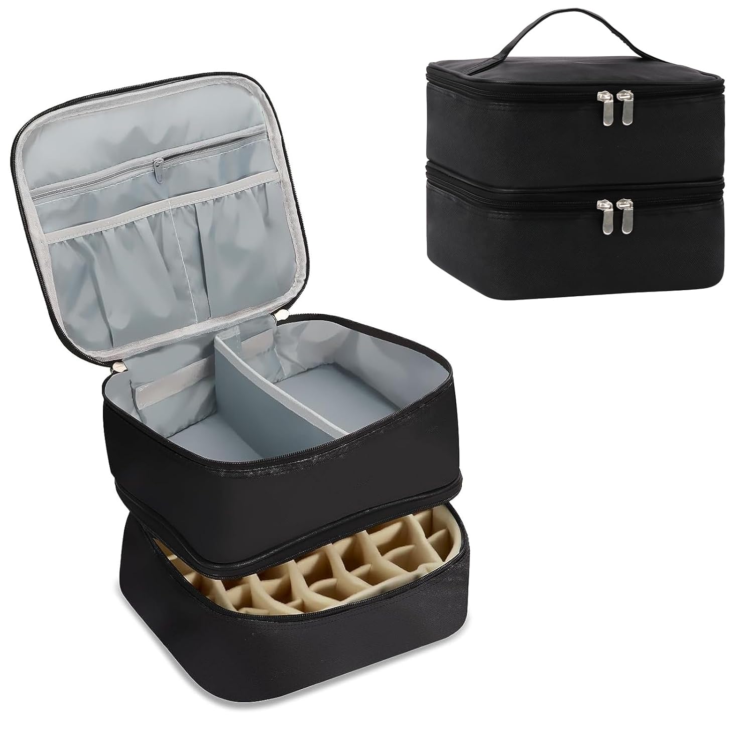 LIONVISON Nail Polish Organizer Case, DoubleLayers Nail Organizers and Storage for