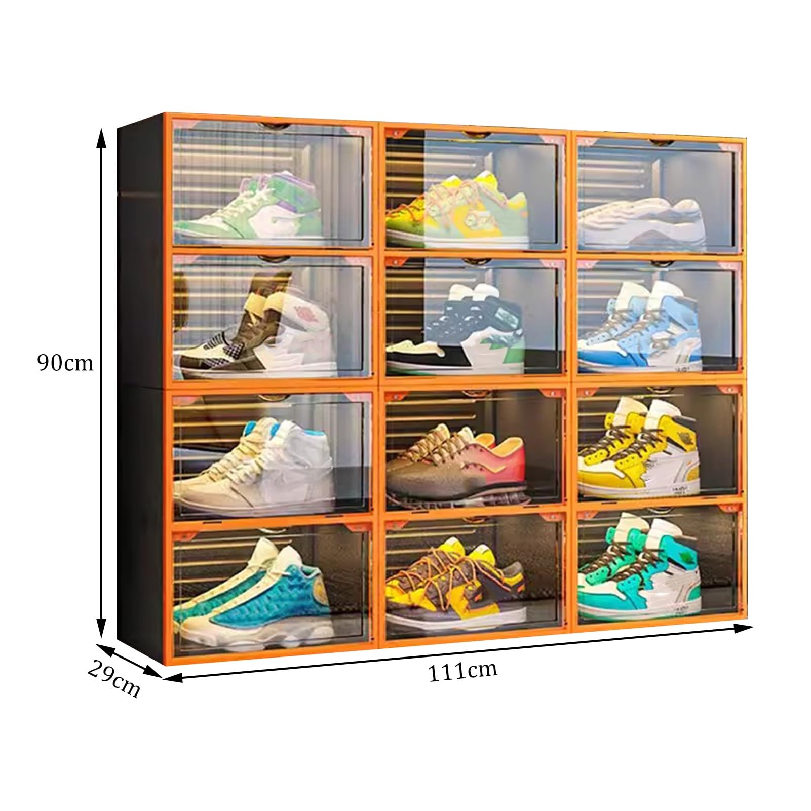 Schuhboxen Stapelbarer Schuhkarton, Klare Aufbewahrungsboxen Für Schuhe Aus Kunststoff, Schuhschrank, Platzsparendes Schuhregal, Einfach Zu Montieren (Color : 12 Pack)