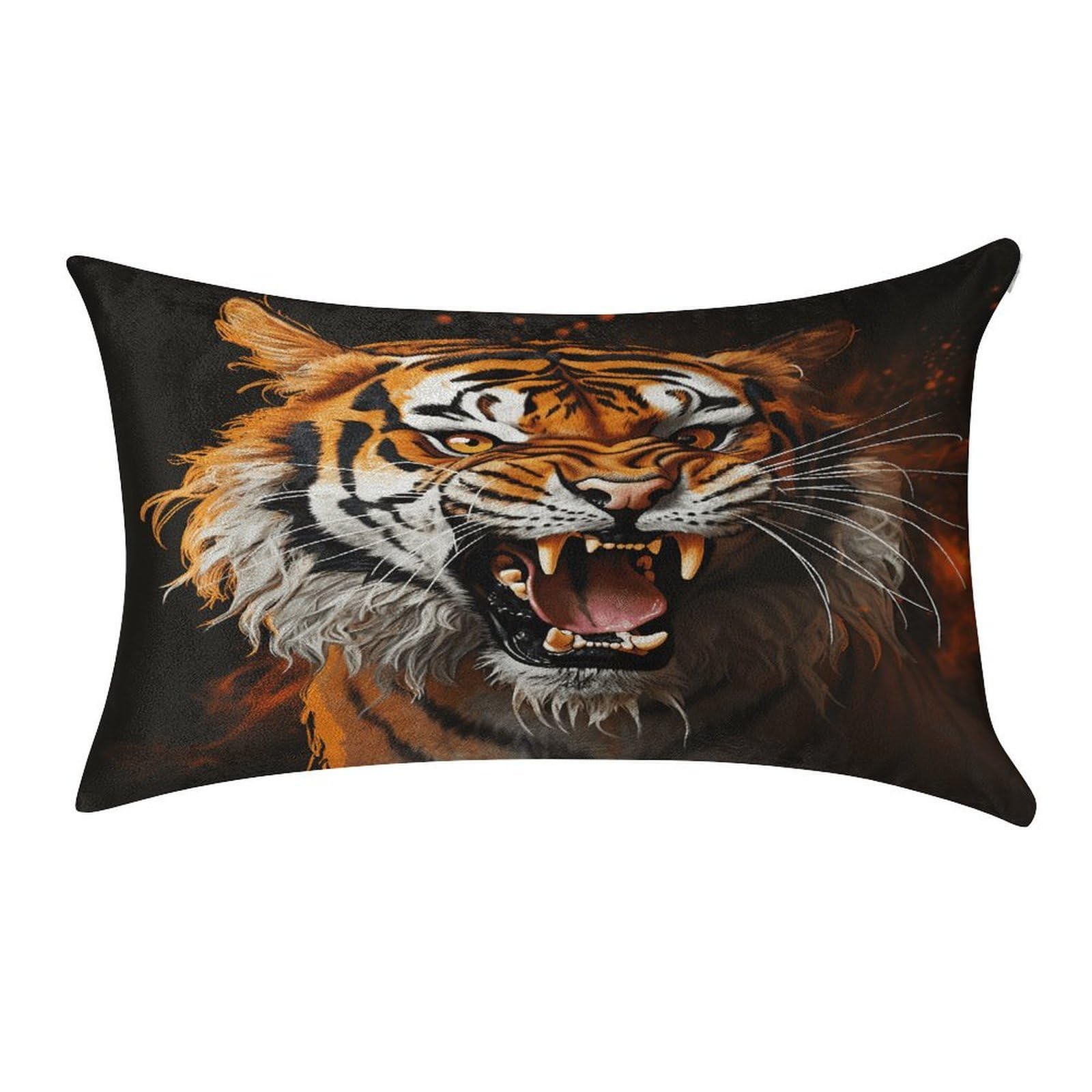 VstaDank Roaring Tiger Throw Pillow Cover 12"×20" Ultra Soft Pillowcase Cozy Lumbar Pillow Shell Gold Velvet Exquisite Decorative Cushion Sham Protector for Couch Sofa Bedroom