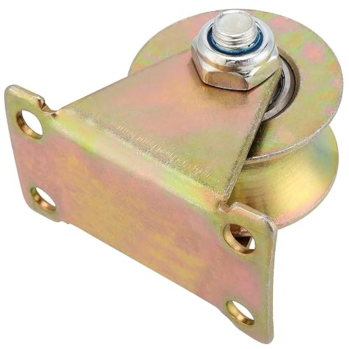 Miniatura 4 de MANCHAP Paquete de 10 poleas de rueda de ranura en U de 2 pulgadas, rueda de ranura de acero tipo U, ruedas rígidas con soporte, rodillos de puerta