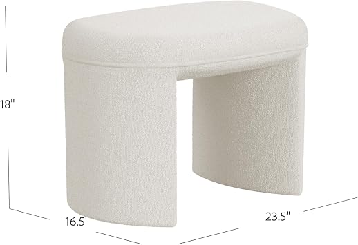 HomePop 24 Quinn Modern Ottoman - Cream White Boucle